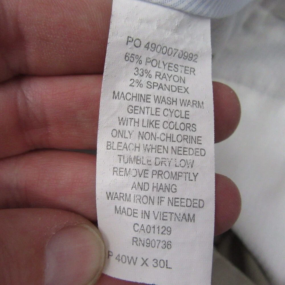 Polo Ralph Lauren Mens Dress Pants 40 X‎ 30 Beige Stretch Polyester Flat
